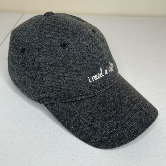 Hollister I Need A Coffee Gray Adjustable Low Profile Ball Cap Hat One Size - Picture 2 of 12